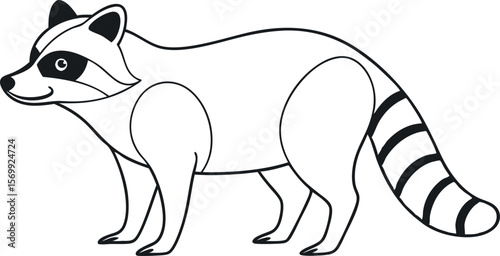 Minimal Raccoon Line Drawing for Clean Animal Vector Design