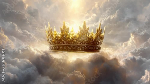 Golden crown in a cloudy sky