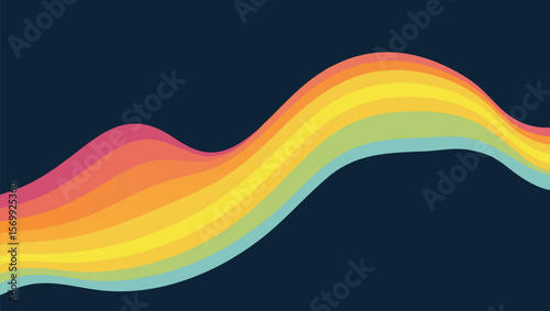Abstract Colorful Gradient Wave Form Flowing Smoothly Across Dark Background