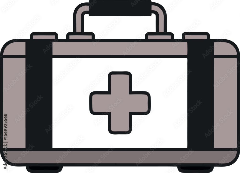 Obraz premium Minimal First Aid Kit Line Art for Emergency Vector Graphics