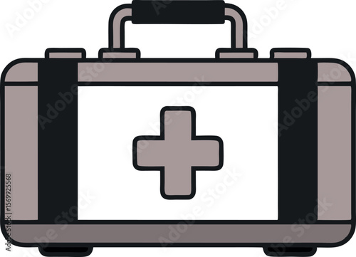 Minimal First Aid Kit Line Art for Emergency Vector Graphics
