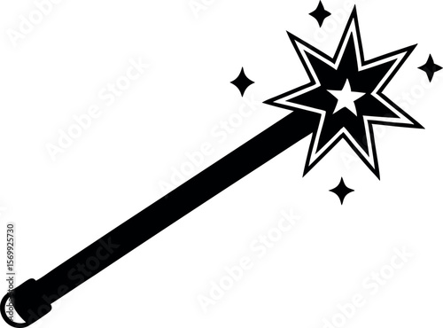 Clean Line Art Magic Wand Vector for UI and Design Projects