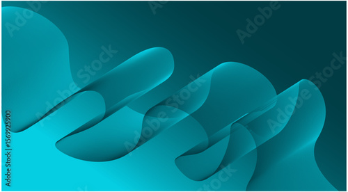 Abstract Blend Wavy Flowing Curved Background Blue Cyan Color Design Vector Illustration
