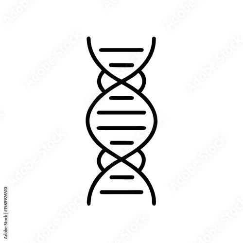 DNA double helix icon in minimalist black line art style  