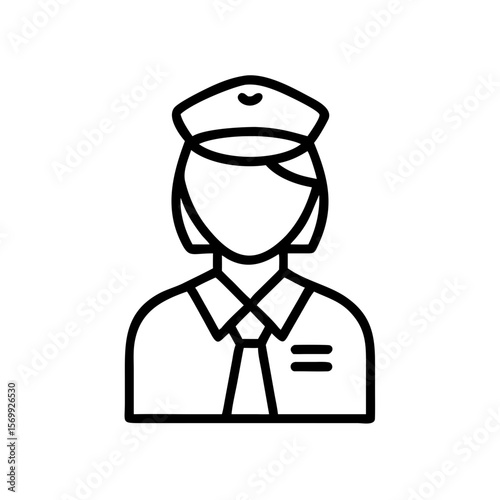 Female police officer in uniform with cap and tie  
