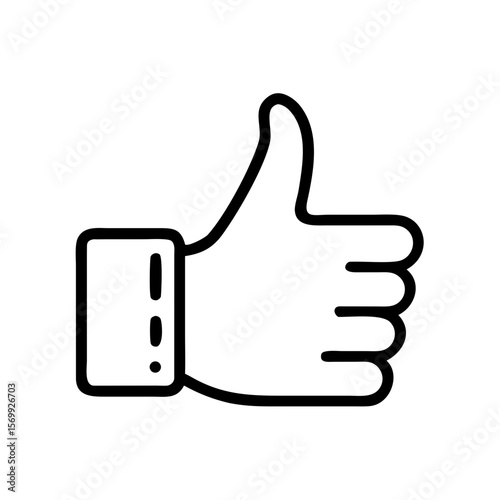 Outline of thumbs up hand gesture on white background  