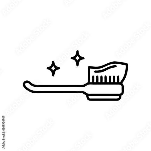 Toothbrush with toothpaste and sparkling clean design