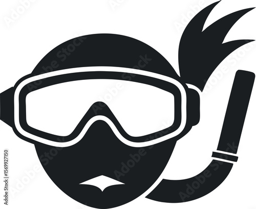 Snorkeling Set Icon in Clean Vector Silhouette for Sea Travel