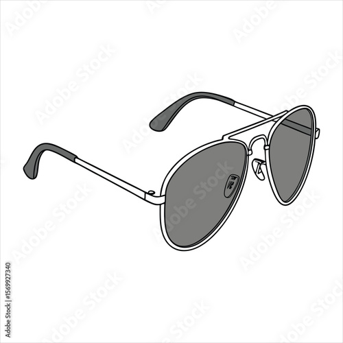 Set of sunglasses outline vector illustration, line art