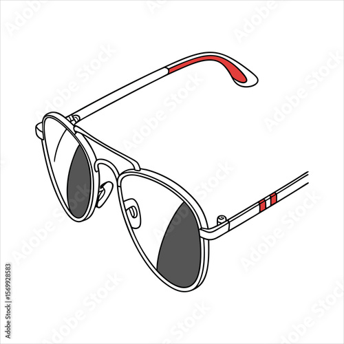 Set of sunglasses outline vector illustration, line art