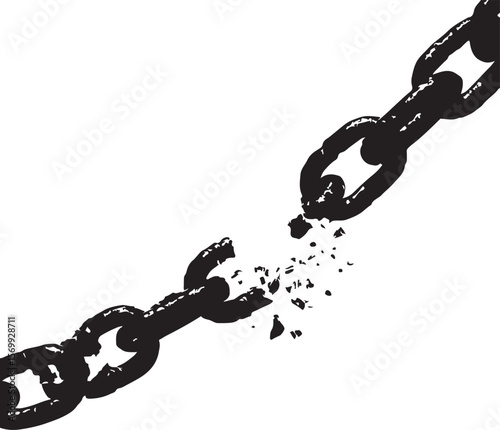 Broken Chain Silhouette Symbolizing Freedom Vector Illustration on Transparent Background