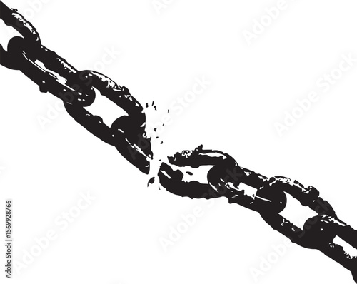 Broken Chain Silhouette Symbolizing Freedom Vector Illustration on Transparent Background