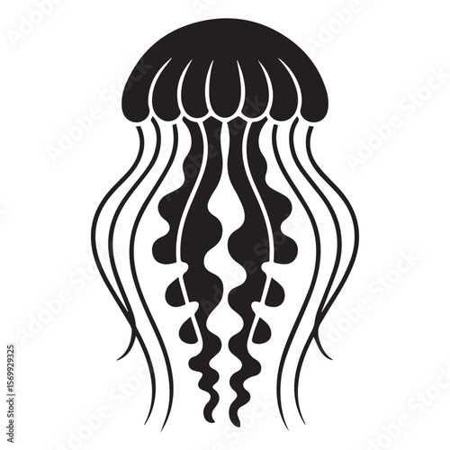 Vector art of a jellyfish floating in the ocean isolated on white background