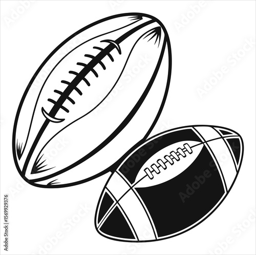  American football ball Vector. rugby ball VectorFree SVG silhouette of an American football ball for members, featuring clipart-style imagery and detailed stitching. Includes a vector icon of a rugby
