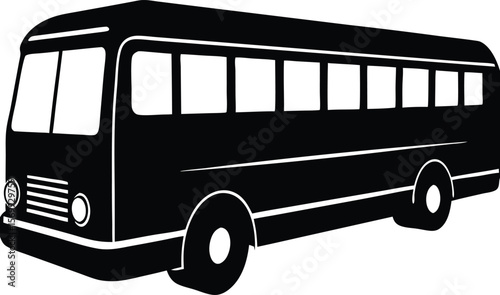 Bus silhouette: a sleek black silhouette of a classic bus, evoking a sense of travel and journey, perfect for design concepts.