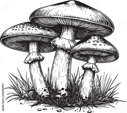 Vintage Botanical Mushroom Sketch