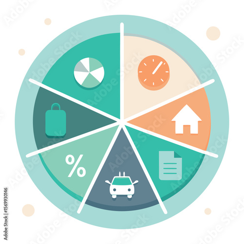 Modern infographic illustrating various aspects of life represented in a colorful pie chart design