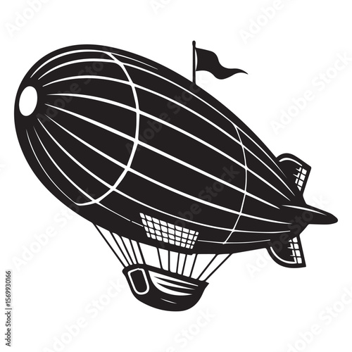 Vector art of a classic zeppelin is isolated on white background
