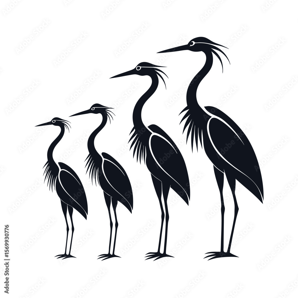 Fototapeta premium Graceful Heron Poses in Shadow Form