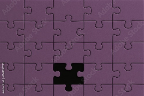 Ein fast fertiges violettes Puzzle mit einem fehlenden Mittelstück, symbolisch für Lücken oder unvollständige Aufgaben. Generative KI