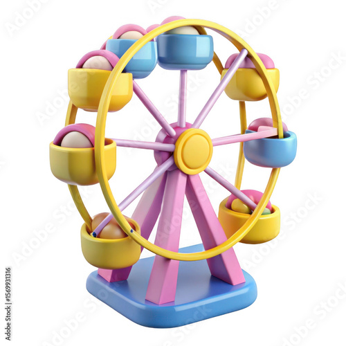 3d ferris wheel toy isolated on transparent background