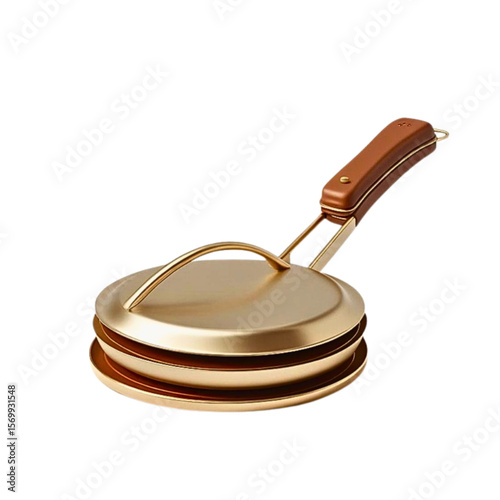 Elegant double-layer frying pan with stylish handle and modern design, contemporary kitchen tool