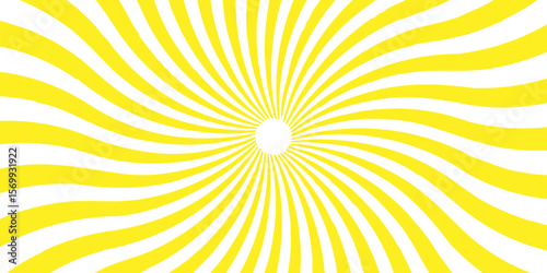 Retro pixelated backdrop for Anime or manga. Yellow color and white color Sunburst for the background. Spiral starburst and striped pattern abstract geometric retro sunrays line wavy texture.