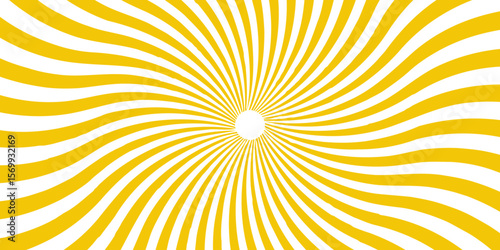 Retro pixelated backdrop for Anime or manga. Yellow color and white color Sunburst for the background. Spiral starburst and striped pattern abstract geometric retro sunrays line wavy texture.