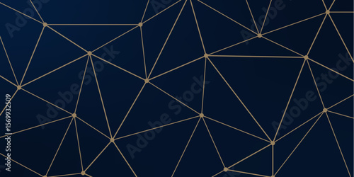 The background features a modern, abstract style with a blue and white color scheme. Low poly gradient shapes luxury gold platinum lines vector. Futuristic science technology hi tech digital abstract