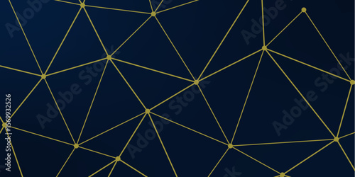 The background features a modern, abstract style with a blue and white color scheme. Low poly gradient shapes luxury gold platinum lines vector. Futuristic science technology hi tech digital abstract