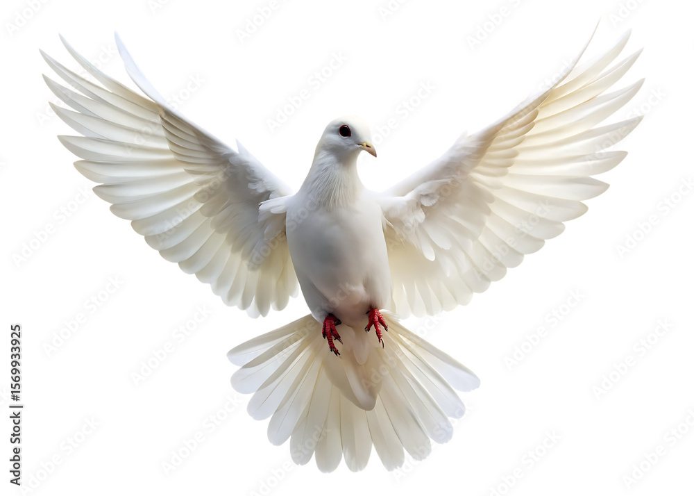 Fototapeta premium white dove flying isolated on white background, png, ai generated.