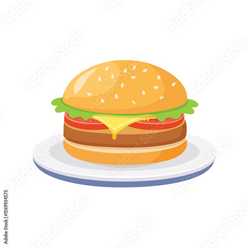 Delicious burger with fresh ingredients on a plate