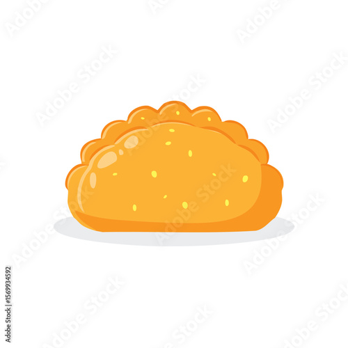 A mouthwatering dumpling pastry, an illustration of a baked food on a soft and light background