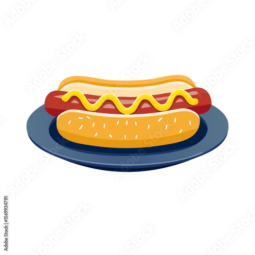 A delicious hot dog with mustard on a plate