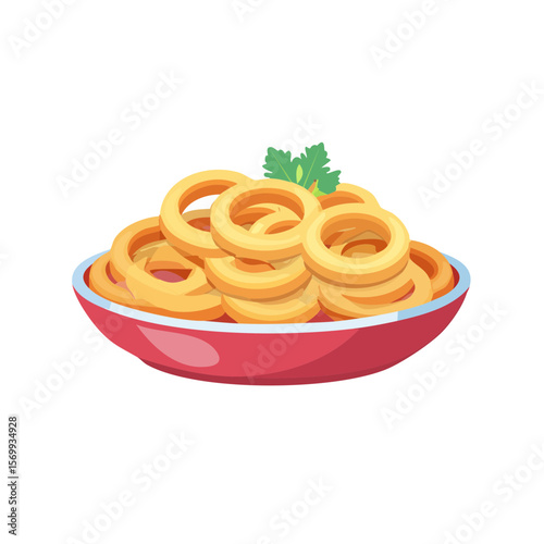 A plate of delicious and golden onion rings, a classic appetizer or side dish