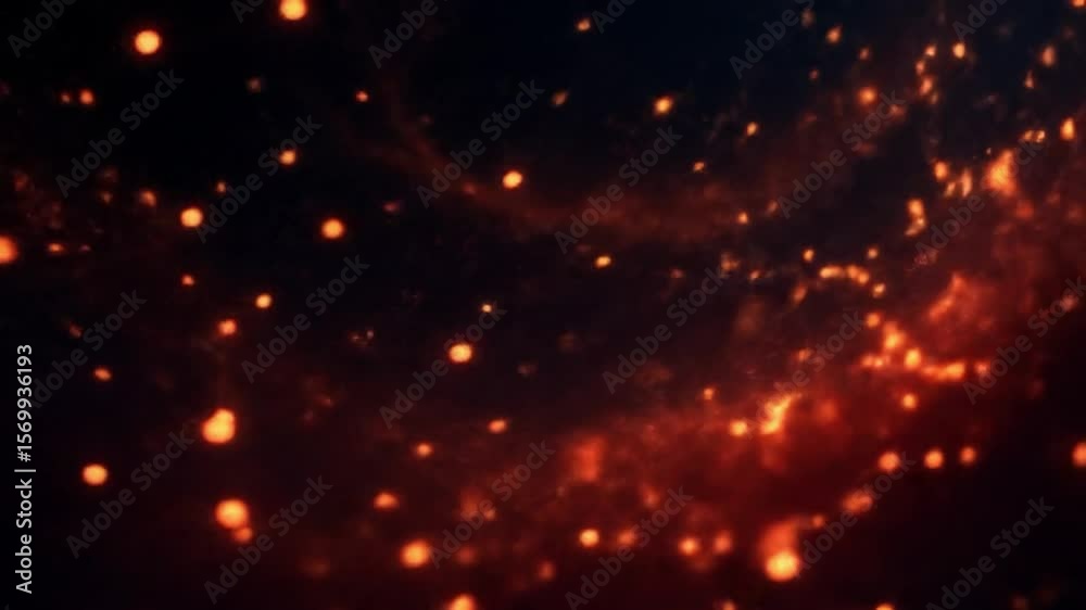 Glowing Embers and Sparks Abstract Fire and Light Particle Background Video Footage