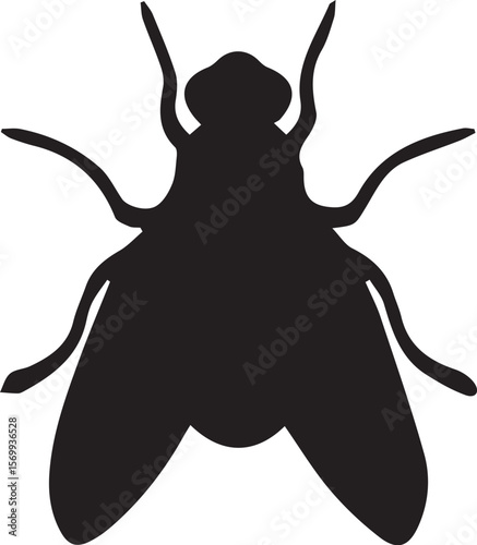 Print Top View Housefly Silhouette