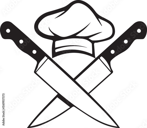 Print Chef Hat with Crossed Knives Icon