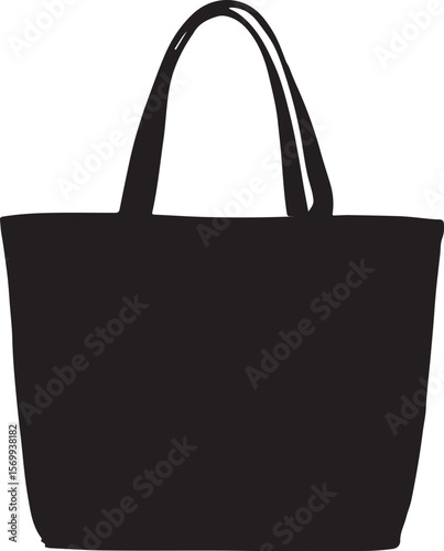 Tote Bag Silhouette Vector Illustration on Transparent Background