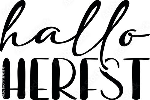 "Hallo Herfst" quote in Dutch, translated Hello Autumn. Autumn vector lettering.