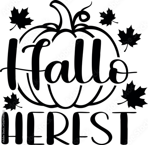 "Hallo Herfst" quote in Dutch, translated Hello Autumn. Autumn vector lettering.