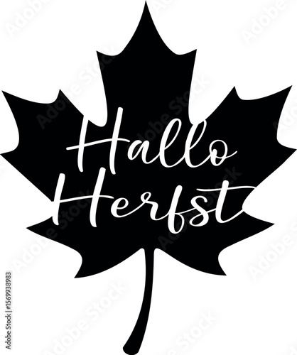 "Hallo Herfst" quote in Dutch, translated Hello Autumn. Autumn vector lettering.
