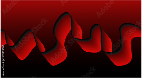 Blend Flowing Curved Smooth Background Red Color Abstract Design Vector Illustration