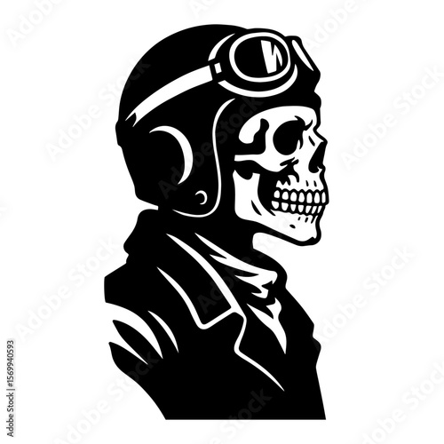 Vector illustration of a skeleton. Dead pilot
