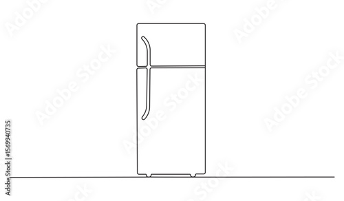 One line art modern refrigerator isolated on white