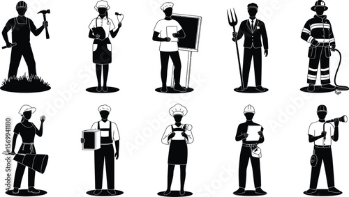  Diverse Occupations Silhouettes