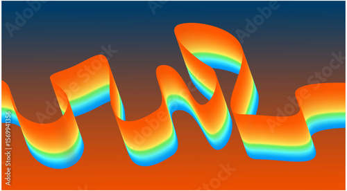 Blend Flowing Curved Smooth Background Orange Multicolor Gradient Abstract Design Vector Illustration