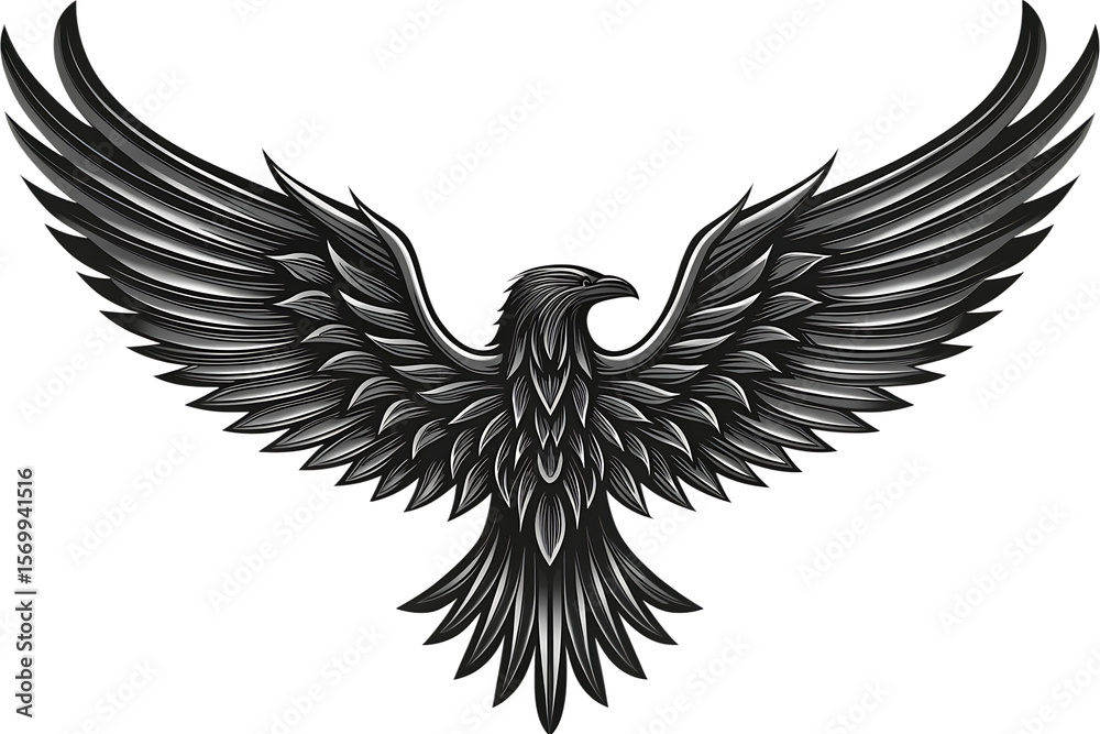 Fototapeta premium stylized bird illustration with intricate details isolated on white background PNG , AI GENERATED