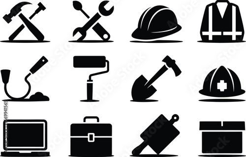 Work Tools and Equipment Icons

