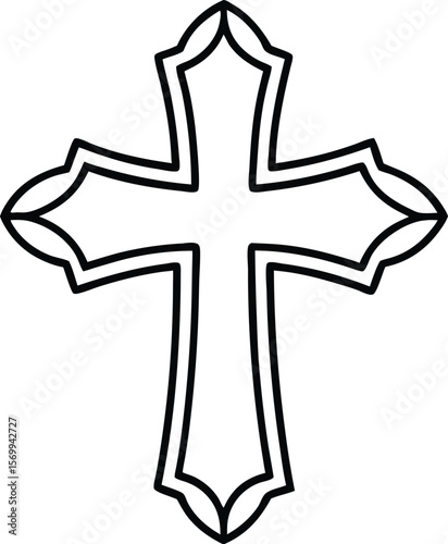 Religious Symbol: A classic and pristine illustration of a Christian cross, meticulously designed to stand as a timeless emblem of faith and spirituality.